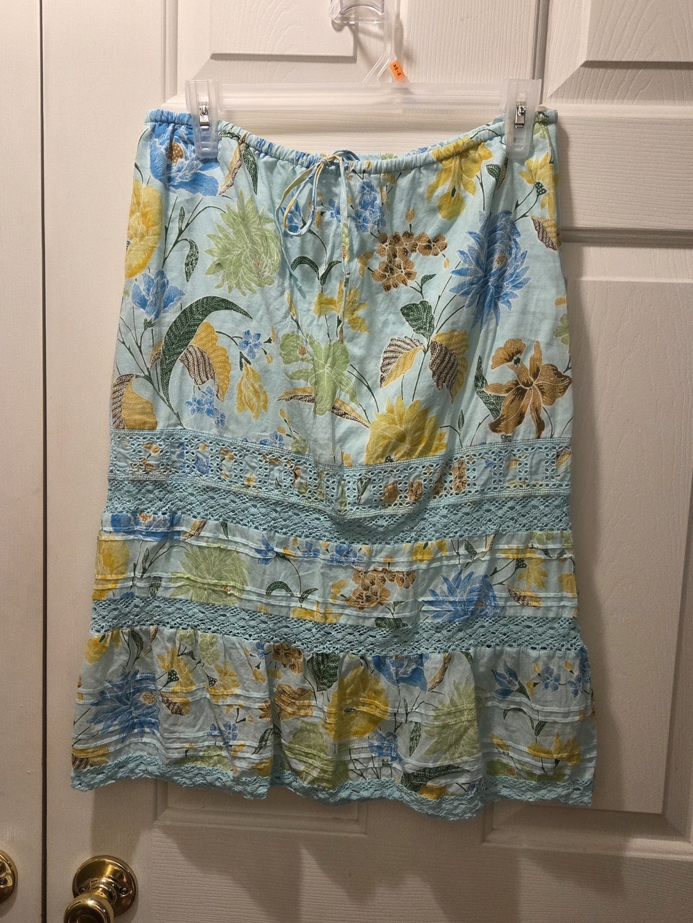 Banana Republic Light Blue Floral Tiered Midi Skirt
